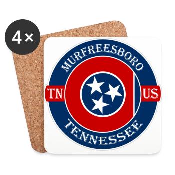 Murfreesboro Tennessee Flag USA Souvenir Badge - Dessous de verre (lot de 4) - blanc - Devant