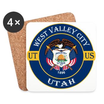 West Valley City Utah Flag USA Souvenir Badge - Coasters (set of 4) - white - Front