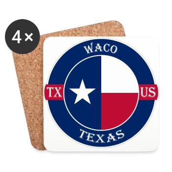 Waco Texas Flagge USA Reise Souvenir Abzeichen - Untersetzer (4er-Set) - Weiß - Vorne