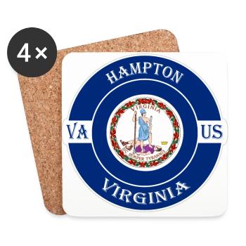 Hampton Virginia Flag USA Travel Souvenir Badge - Dessous de verre (lot de 4) - blanc - Devant