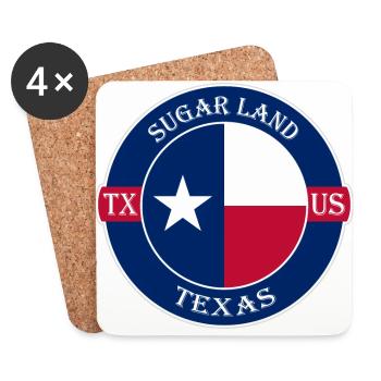 Sugar Land Texas Flagge USA Reise Souvenir Abzeichen - Untersetzer (4er-Set) - Weiß - Vorne