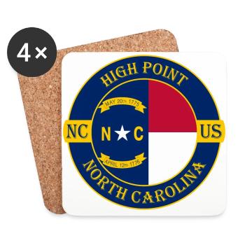 High Point North Carolina Flag USA Souvenir de voyage - Dessous de verre (lot de 4) - blanc - Devant