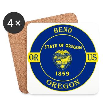Bend Oregon Flag USA Travel Souvenir Badge - Coasters (set of 4) - white - Front