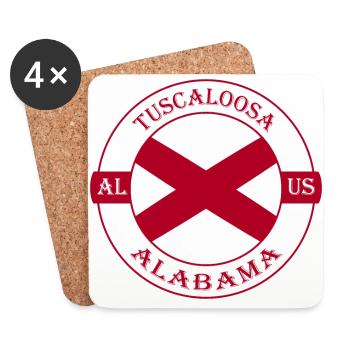Tuscaloosa Alabama Flagge USA Reise Souvenir Abzeichen - Untersetzer (4er-Set) - Weiß - Vorne