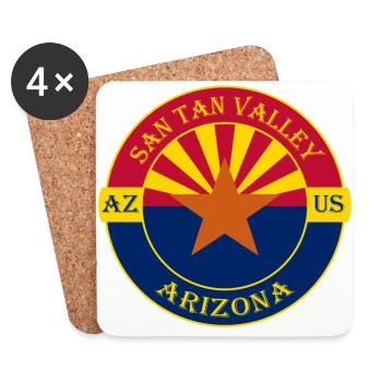 San Tan Valley Arizona Flag USA Souvenir Badge - Dessous de verre (lot de 4) - blanc - Devant