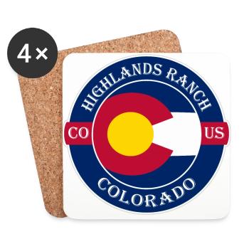 Highlands Ranch Colorado Flagge USA Souvenir Logo - Untersetzer (4er-Set) - Weiß - Vorne