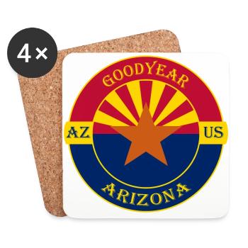 Goodyear Arizona Flagge USA Reise Souvenir Abzeichen - Untersetzer (4er-Set) - Weiß - Vorne