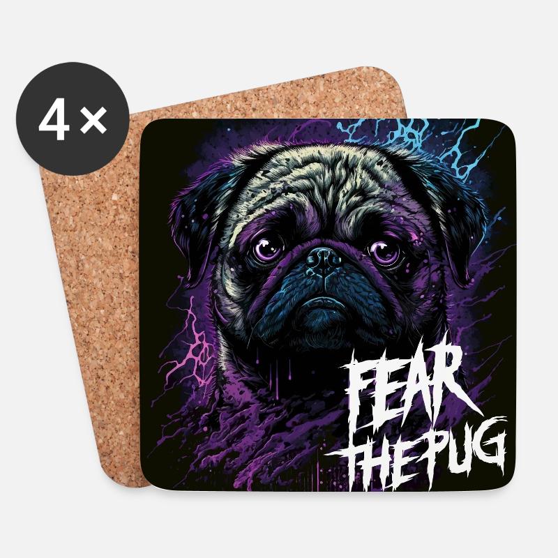 Fear the Pug - Untersetzer (4er-Set) - Weiß