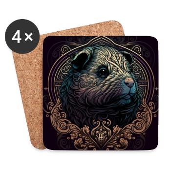 Cochons d’Inde avec ornements - Dessous de verre (lot de 4) - blanc - Devant