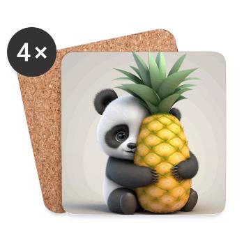 mignon bébé panda à l’ananas - Dessous de verre (lot de 4) - blanc - Devant