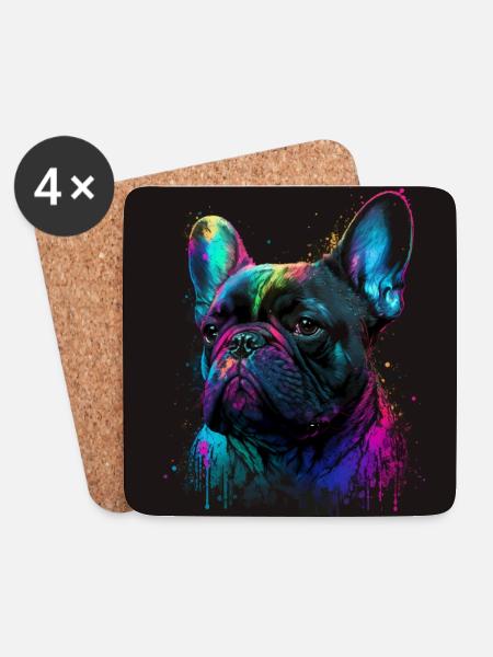 Französische Bulldogge - Untersetzer (4er-Set) - Weiß