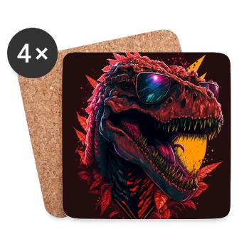 T-Rex with sunglasses - Coasters (set of 4) - white - Front