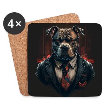 American Staffordshire Terrier in suit - Coasters (set of 4) - white - Front
