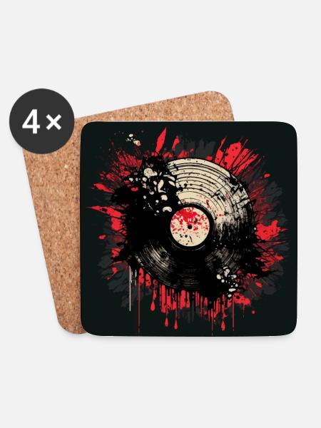 Schallplatten Sammler - Untersetzer (4er-Set) - Weiß