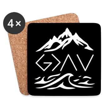 God is greater (white on black) - Coasters (set of 4) - white - Front