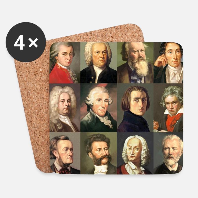 12 klassische Komponisten … von Bach bis Wagner - Untersetzer (4er-Set) - Weiß