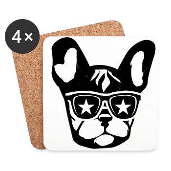 Drôle de chien Frenchie disant Bulldog Bulldog Bulldog - Dessous de verre (lot de 4) - blanc - Devant
