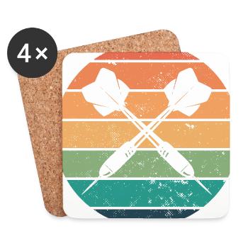 Retro Graphic Dart Player Darts Dartboard Bullseye - Coasters (set of 4) - white - Front