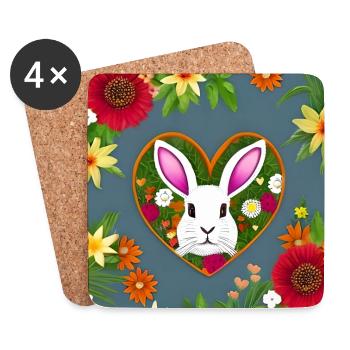 White Easter Floral Pattern - Coasters (set of 4) - white - Front