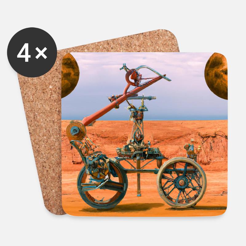 Mars Wagen im Steampunk-Stil - Untersetzer (4er-Set) - Weiß