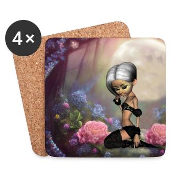 Fée mignonne dans le jardin endormi - Dessous de verre (lot de 4) - blanc - Devant