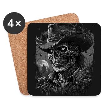 Cow-boy mort-vivant - Dessous de verre (lot de 4) - blanc - Devant