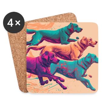 Bunte Hunde - Hunde Gruppe - Untersetzer (4er-Set) - Weiß - Vorne