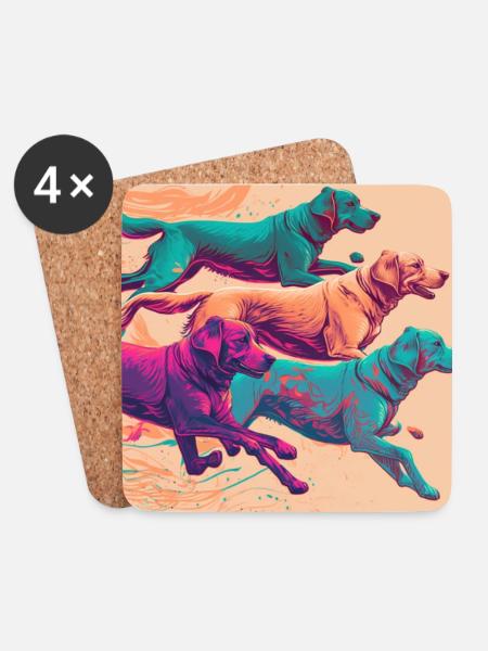 Colorful Dogs - Dogs Group - Coasters (set of 4) - white