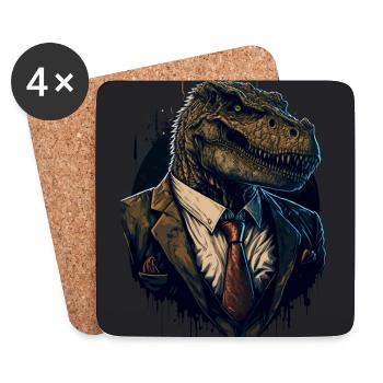 T-Rex Gangster Boss - Coasters (set of 4) - white - Front