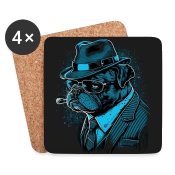 Commissaire Pug - Dessous de verre (lot de 4) - blanc - Devant