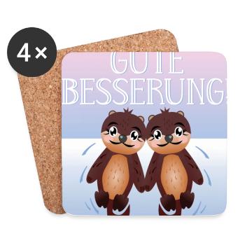 Gute Besserung - SEEOTTER - PAARE - Untersetzer (4er-Set) - Weiß - Vorne