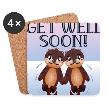 Gute Besserung wünscht - Seeotter - ANIMAL - Untersetzer (4er-Set) - Weiß - Vorne