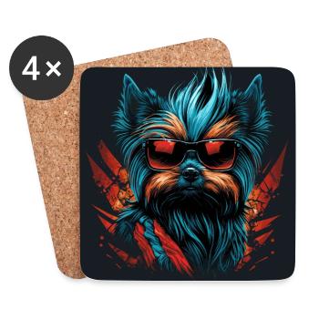Punky cool Yorkshire Terrier - Coasters (set of 4) - white - Front