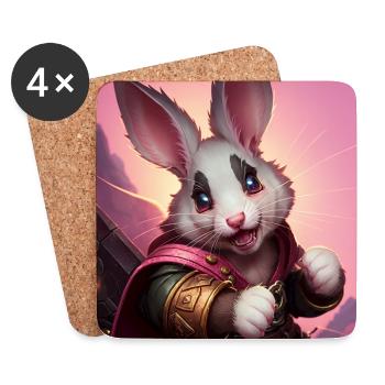 Fantasy Rodent Warrior Artwork for Kids Fancy Rat - Coasters (set of 4) - white - Front