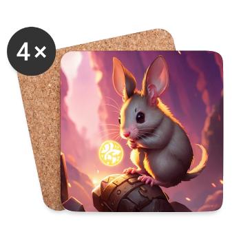 Fantasy Nagetier Krieger Kunstwerk für Kinder Fancy Ratte - Untersetzer (4er-Set) - Weiß - Vorne