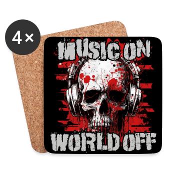 Music on, world off - Untersetzer (4er-Set) - Weiß - Vorne
