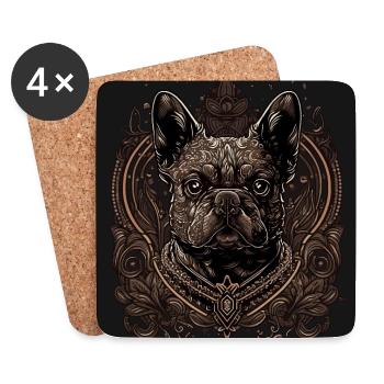 Französische Bulldogge - Untersetzer (4er-Set) - Weiß - Vorne