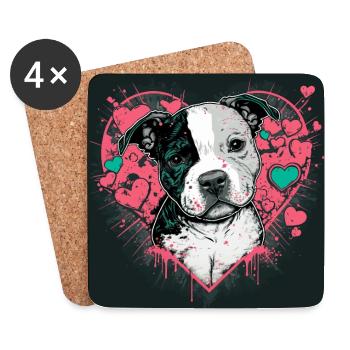 American Staffordshire Terrier - Dessous de verre (lot de 4) - blanc - Devant