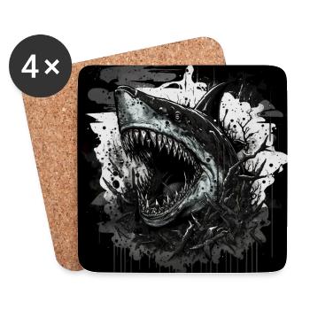 Requin de mauvaise humeur - Dessous de verre (lot de 4) - blanc - Devant