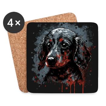 Dachshund Puppy - Coasters (set of 4) - white - Front