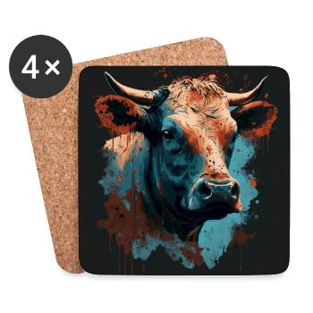 A cow - Coasters (set of 4) - white - Front