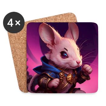 Fantasy Nagetier Krieger Kunstwerk für Kinder Fancy Ratte - Untersetzer (4er-Set) - Weiß - Vorne
