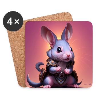 Fantasy Nagetier Krieger Kunstwerk für Kinder Fancy Ratte - Untersetzer (4er-Set) - Weiß - Vorne