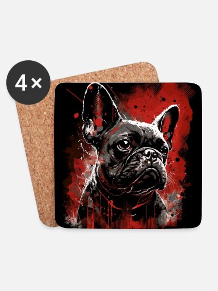 Französische Bulldogge - Untersetzer (4er-Set) - Weiß