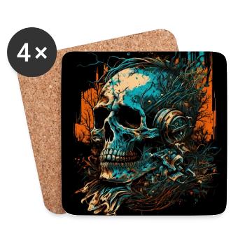 Zombie Disc Jockey - Dessous de verre (lot de 4) - blanc - Devant