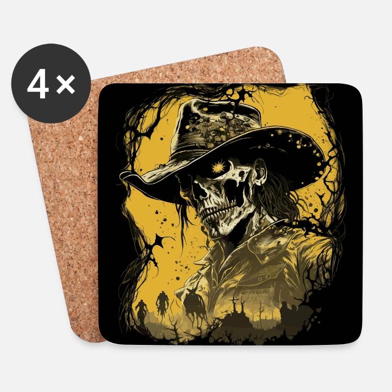 Untoter Cowboy - Untersetzer (4er-Set) - Weiß