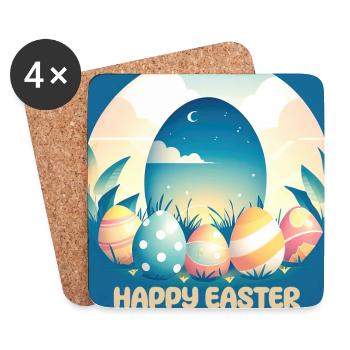 Frohe Ostern, Osterei - Untersetzer (4er-Set) - Weiß - Vorne