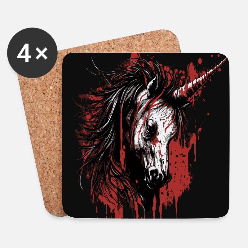 Gruseliges Einhorn - Untersetzer (4er-Set) - Weiß