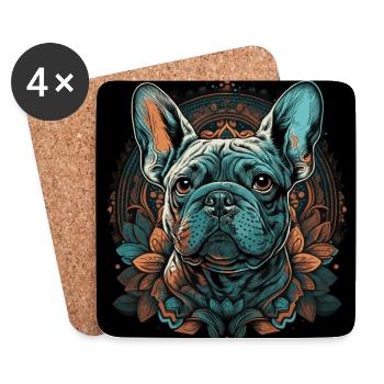 Bouledogue français - Dessous de verre (lot de 4) - blanc - Devant