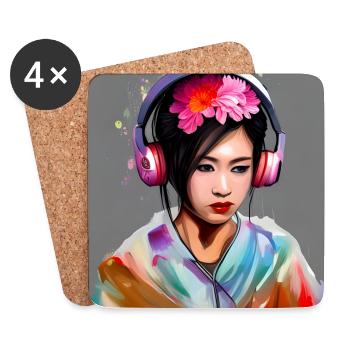 Casque Geisha Color Explosion - Dessous de verre (lot de 4) - blanc - Devant